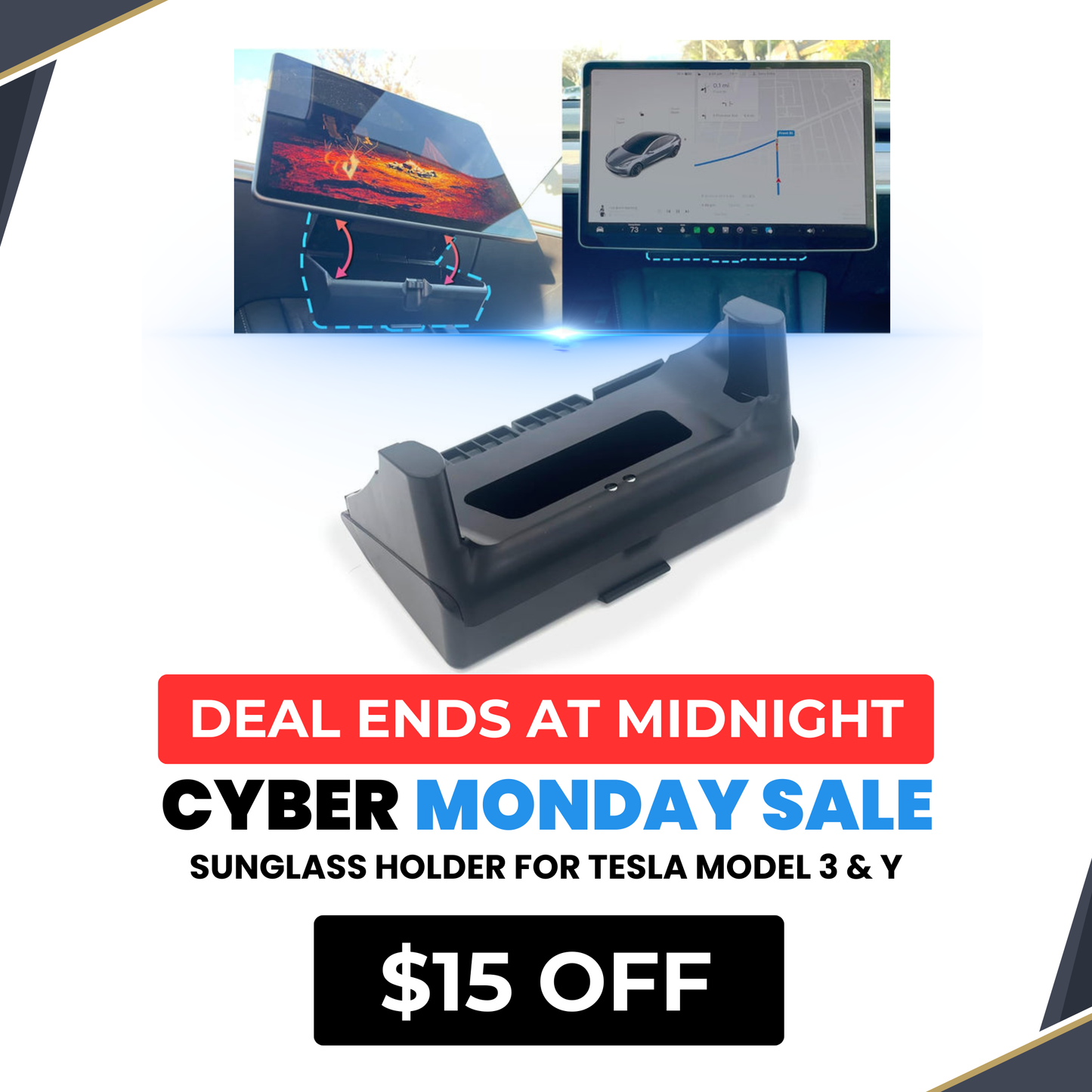 Sunglass Holder for Tesla Model 3 & Y - BLACK FRIDAY - CYBER MONDAY SALE