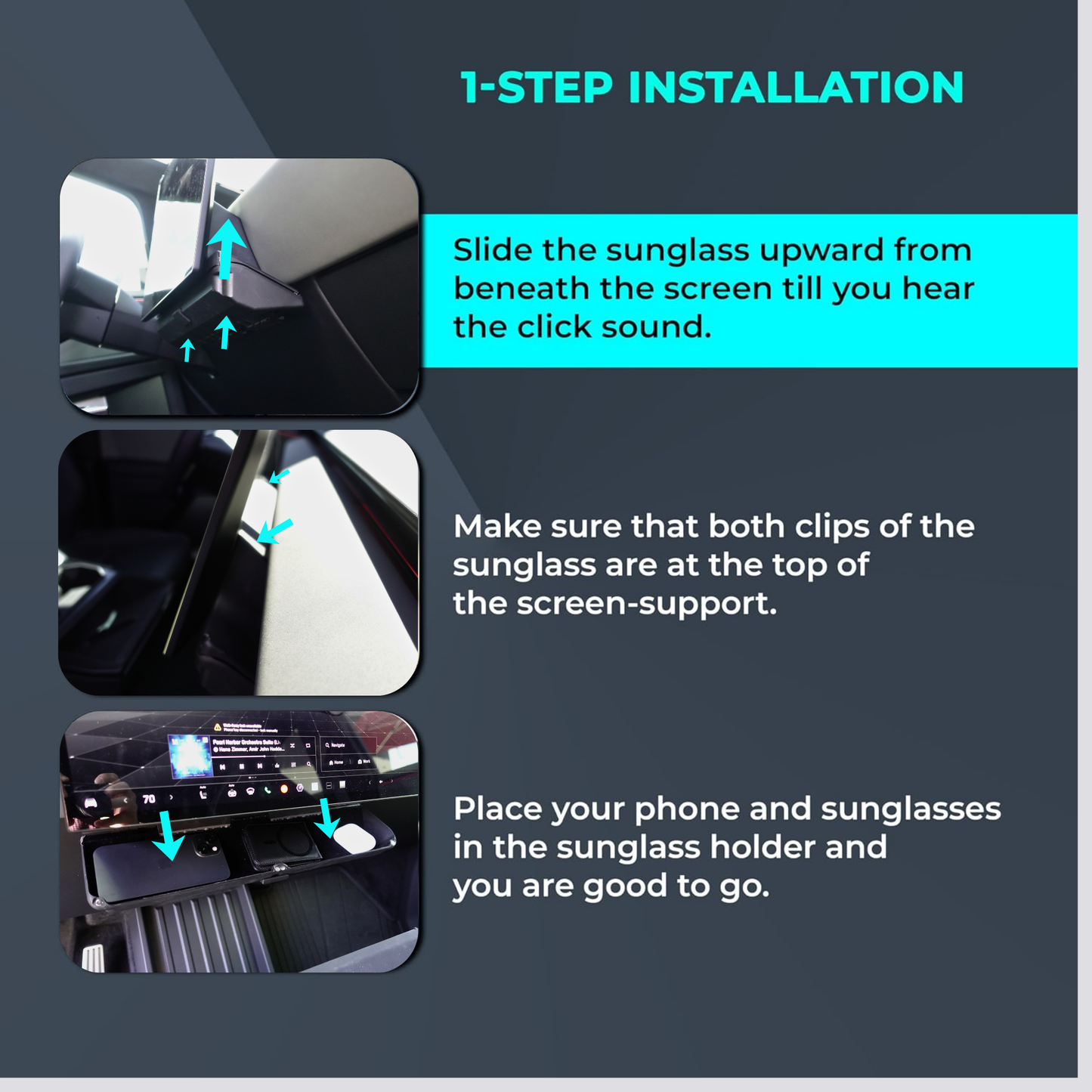 Soporte para gafas de sol y consola central para Cyber ​​Truck