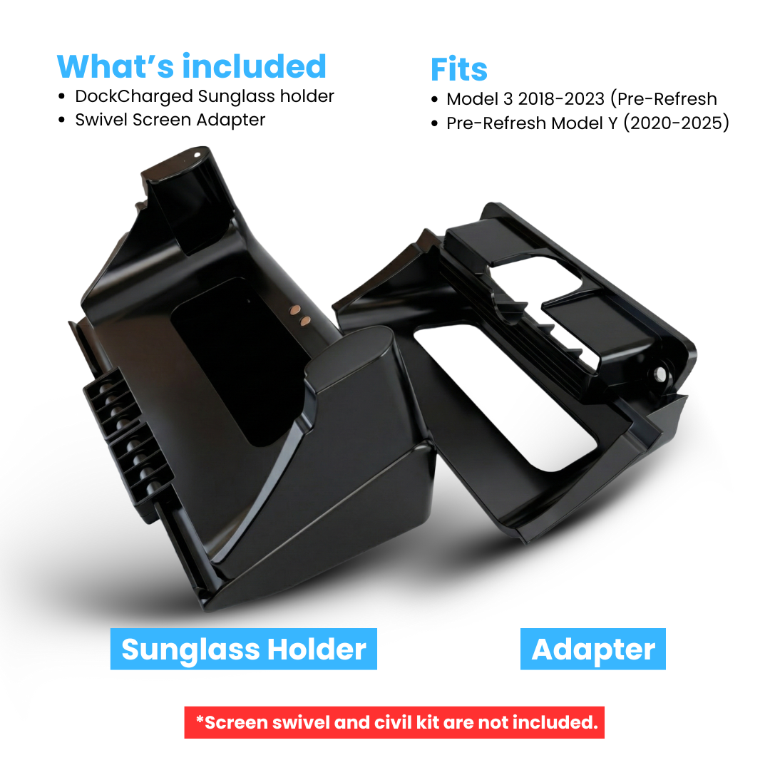 Tesla Model Y and 3 Swivel Screen Adapter for Sunglass holder